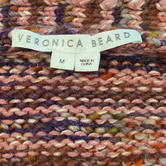 Veronica Beard Amosa Space Dyed Striped Knit Cardigan Multi Pink Taupe Size Med - Picture 8 of 10